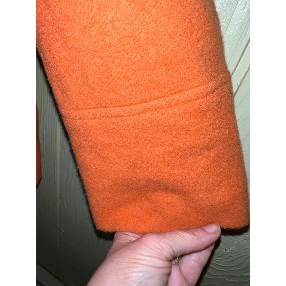 Large COAT Vintage Y2K 100% Wool Toggle Orange Pumpkin Spice Schoolgirl Hooded - Picture 6 of 8